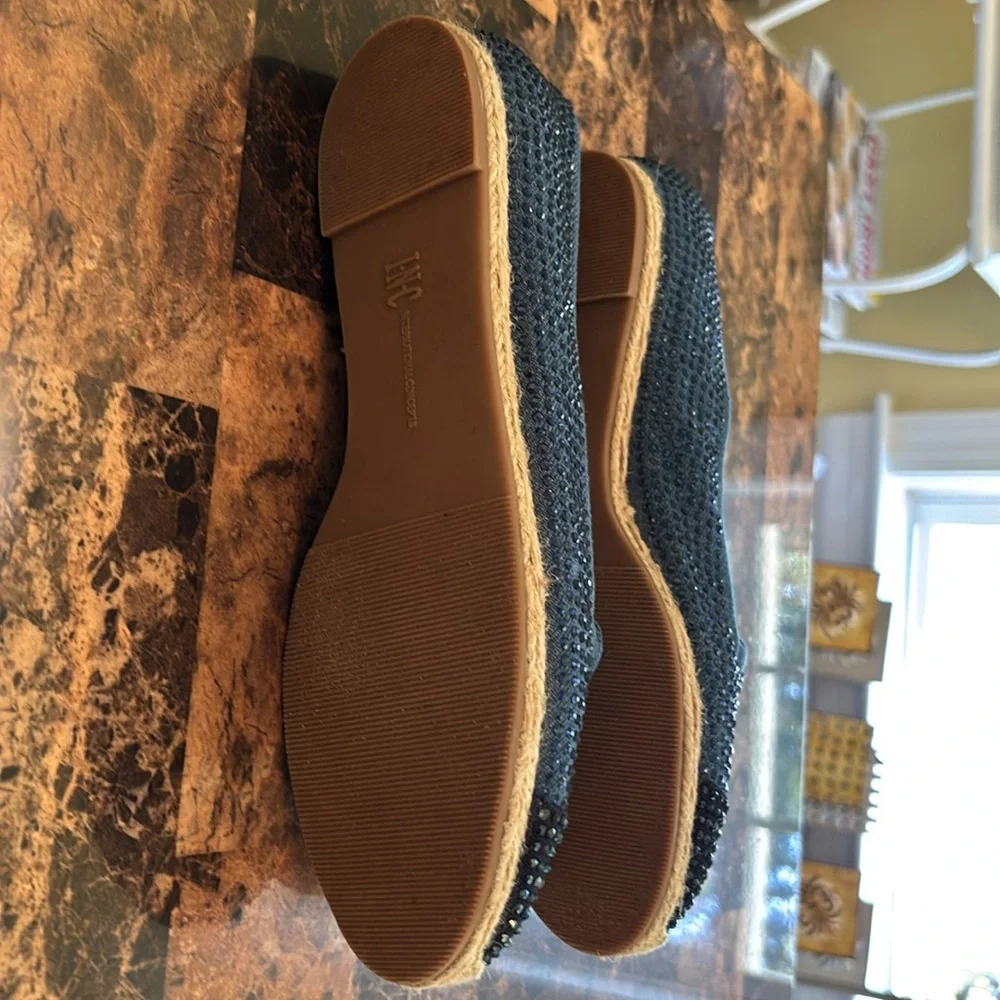 INC International Concepts Blue and Black Flats - Picture 2 of 6